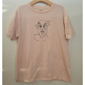 Womens earth positive funky graphic t shirt size medium pastel/light pink